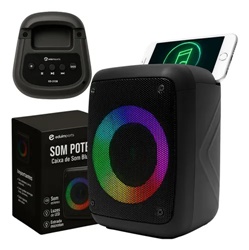 Caixa Caixinha De Som Bluetooth Portatil Radio Fm Potente Cor Preto Eduimports
