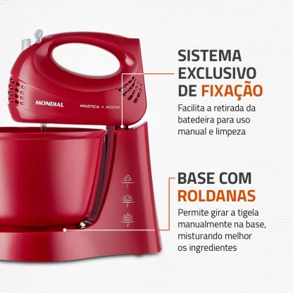 Batedeira Power Prática Mondial, 400W - B-44-R - Imagem 2