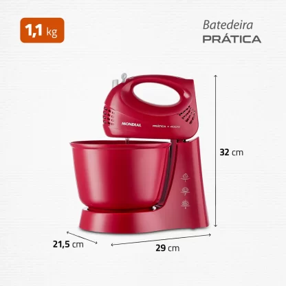 Batedeira Power Prática Mondial, 400W - B-44-R - Imagem 5