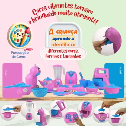 Cozinha Infantil Completa 29pçs Air Fryer Liquidificador Bat - Imagem 2