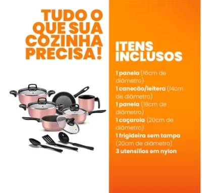 Jogo De Panelas Antiaderente 9 Peças Teflon Várias Cores - Imagem 2