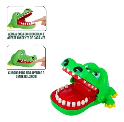 Jogo Jacaré Morde Dedo Crocodilo Dentista 10x17x14cm Verde Polibrinq - Imagem 7