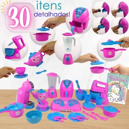 Cozinha Infantil Completa 29pçs Air Fryer Liquidificador Bat - Imagem 4