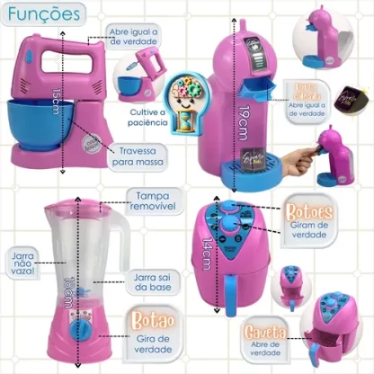 Cozinha Infantil Completa 29pçs Air Fryer Liquidificador Bat - Imagem 5