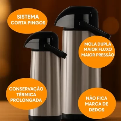 Invicta Garrafa térmica Airpot Inox Slim de vidro 1.8L - Imagem 4