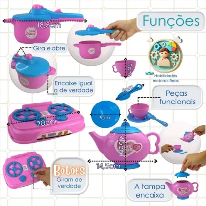 Cozinha Infantil Completa 29pçs Air Fryer Liquidificador Bat - Imagem 6