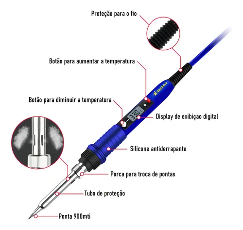 Ferro De Solda 80w Com Ajuste Regulagem Digital De Temperatura - Imagem 4
