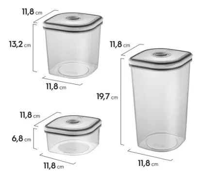 Kit Potes Plásticos Transparente com Tampa Branca 8 Unidades - Imagem 4