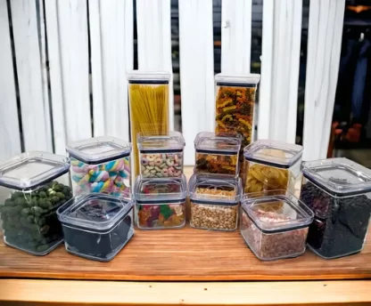 Kit 12 Potes Porta Mantimento Hermético Quadrado Cozinha em ACRILICO e Empilháveis - Imagem 5