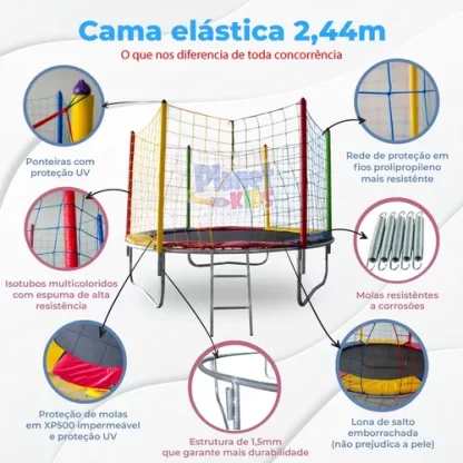 Pula Pula P/ Playground Infantil 2,44 Cor PRETA Cor da lona de salto Preto - Imagem 4