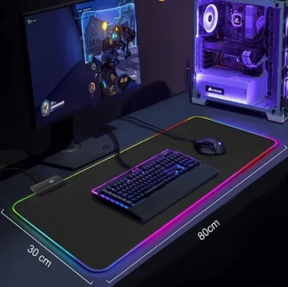 Mouse Pad gamer Exbom MP-LED3080 de emborrachado Liso grande 30cm x 80cm x 4mm preto - Imagem 4