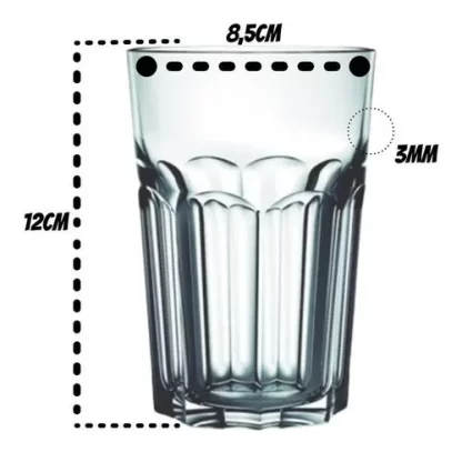Jogo Kit 6 Copos Vidro Grosso 400ml Água Suco Drink Premium - Imagem 7