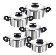 Jogo 5 Panelas Aluminio Polido Grandes E Grossas Cor Prateado