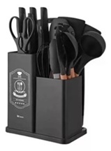 Jogo de Utensílios 19 Peças em Silicone Preto Qualidade e Elegância na Cozinha