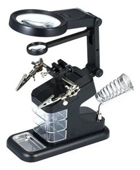 Lupa De bancada eletronica com garra led suporte ferro solda
