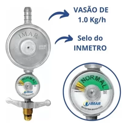 Medidor Regulador De Gas Visor Manômetro E Mangueira 1,20mts - Imagem 3