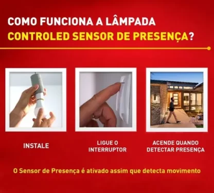 Lampada Controled 9w Sensor De Presença 6500k 760lm Ourolux - Imagem 2