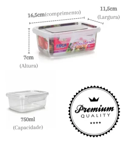 Pote com Trava Vasilha Erca Plast Micro e Freezer 750ml Reutilizável - Imagem 2