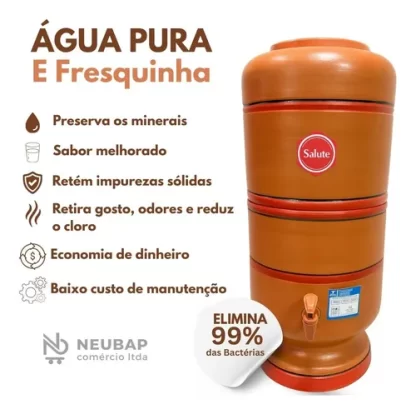 Filtro Salute De Barro 2 L C/vela Tripla Ação + Bóia Grátis - Imagem 5