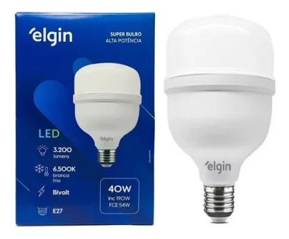 Lâmpada Led Alta Potência Super Bulbo 40w Branco Frio Elgin - Imagem 3