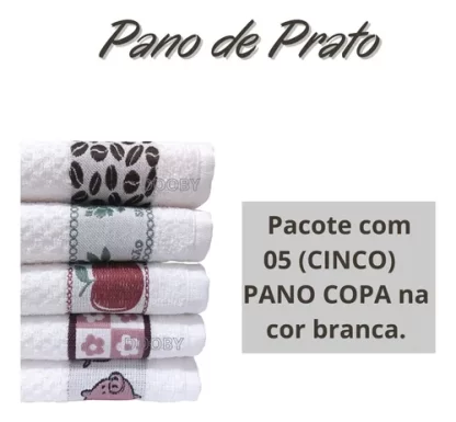Pano De Prato Atoalhado Felpudo Macio Algodão Gourmet 5 Peças - Imagem 4