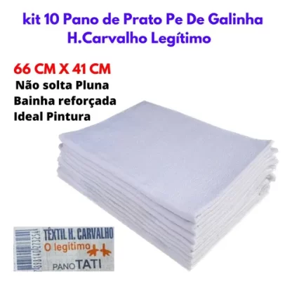 Kit 10 Pano De Prato Liso Branco Cozinha Pintar H Carvalho - Imagem 8