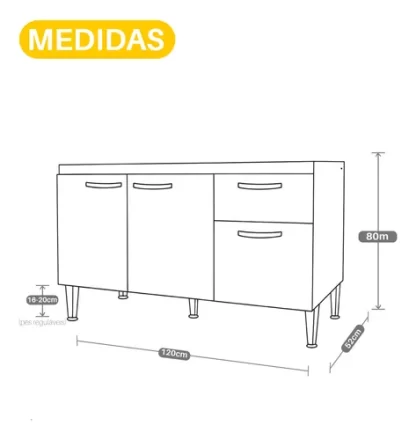 Armário Balcão De Pia Cozinha Gabinete Paneleiro Com Gaveta - Imagem 7