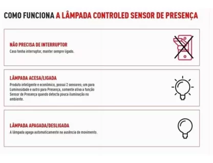 Lampada Controled 9w Sensor De Presença 6500k 760lm Ourolux - Imagem 3